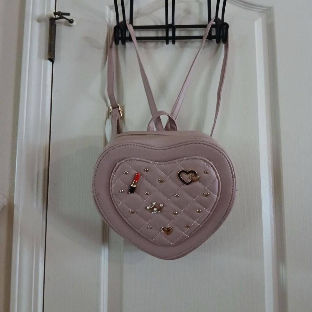 NWT Under One Sky Pink Heart-Shaped Quilted Convertible Backpack Coquette Barbie